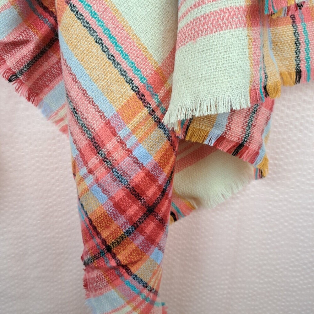 NEW Collection Eighteen The Runway Wrap College Plaid Super Soft Cream Color - Picture 8 of 9